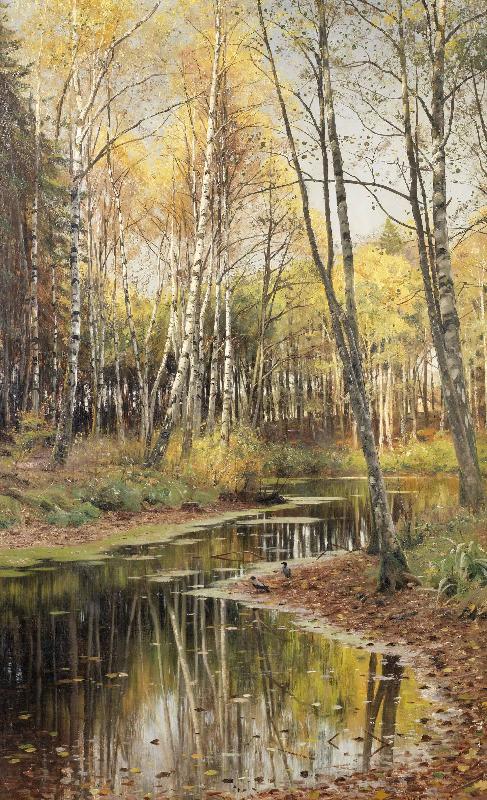 Peder Monsted Autumn in the birchwood Norge oil painting art